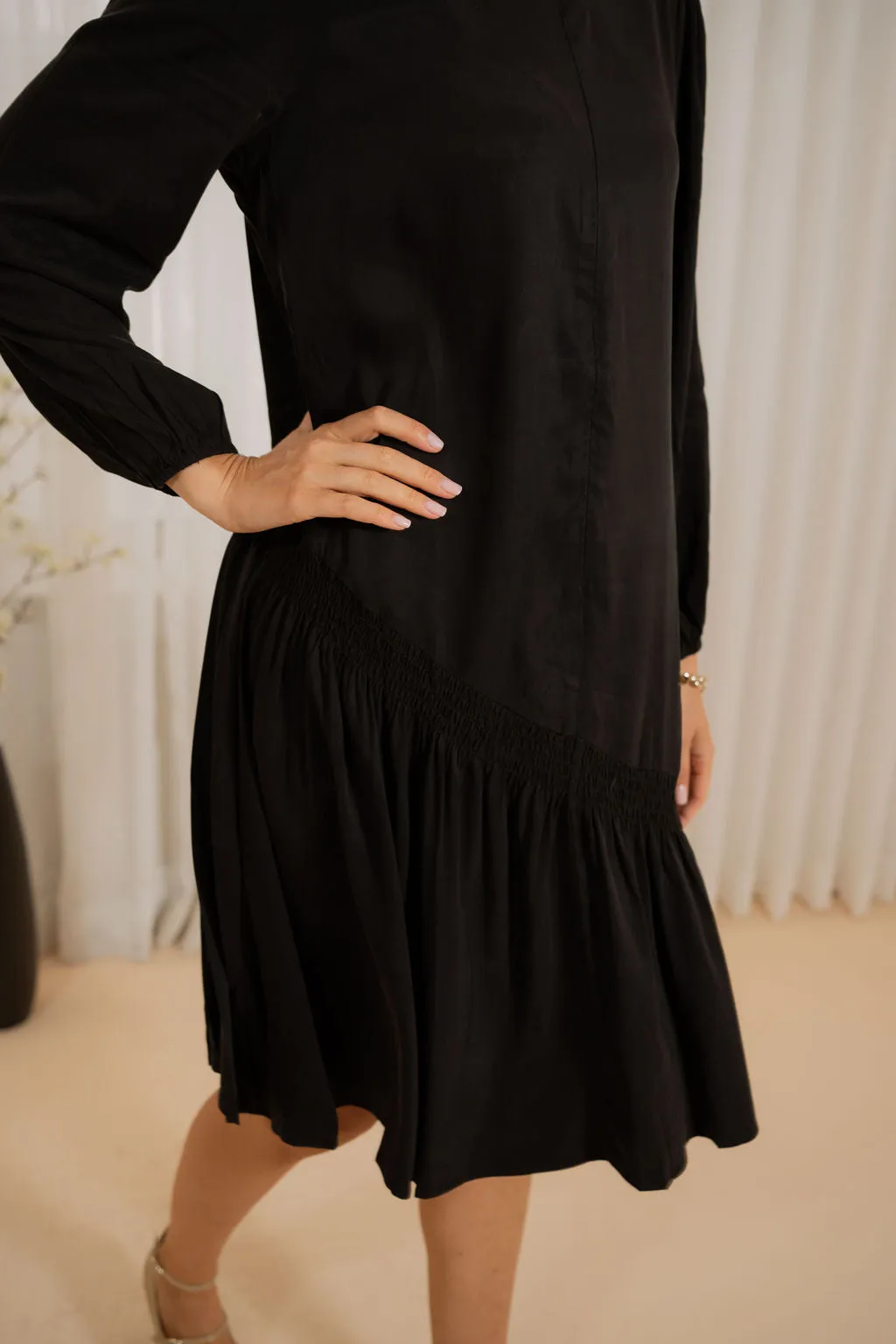Asymmetrical Drop smock dress