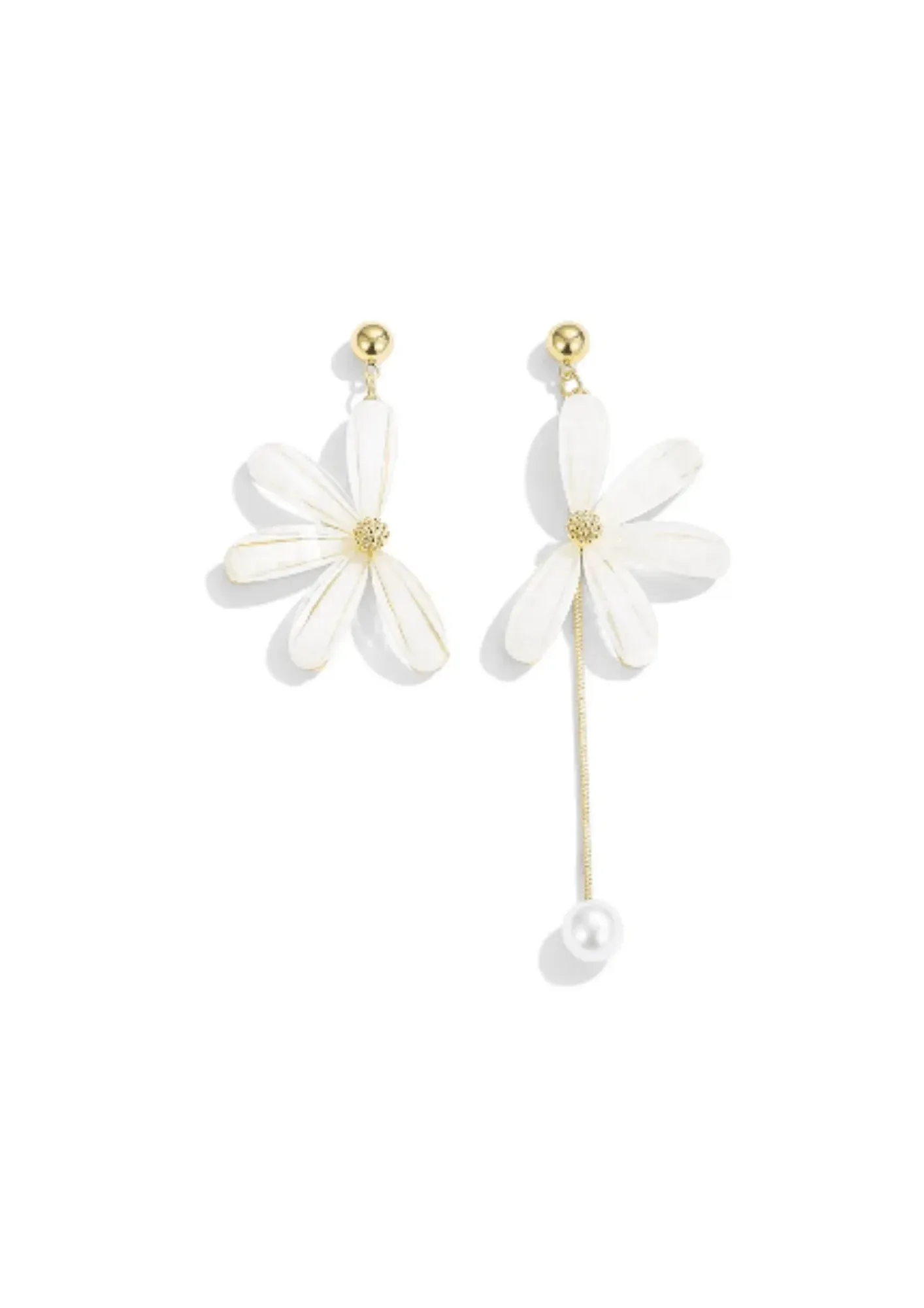 ASYMMETRICAL FLOWER DROP EARRINGS