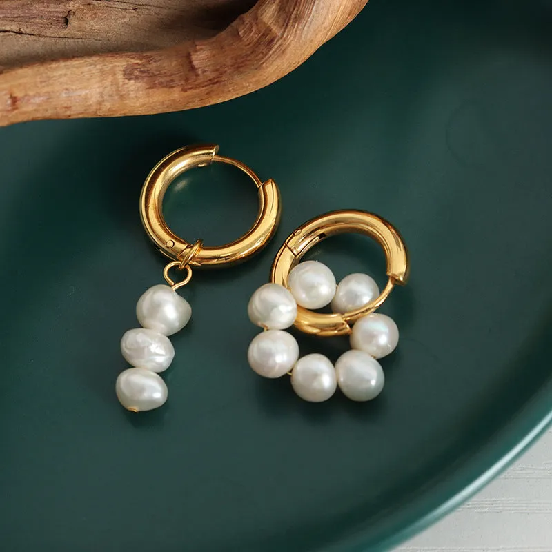 Asymmetrical Pearl Drop Earrings
