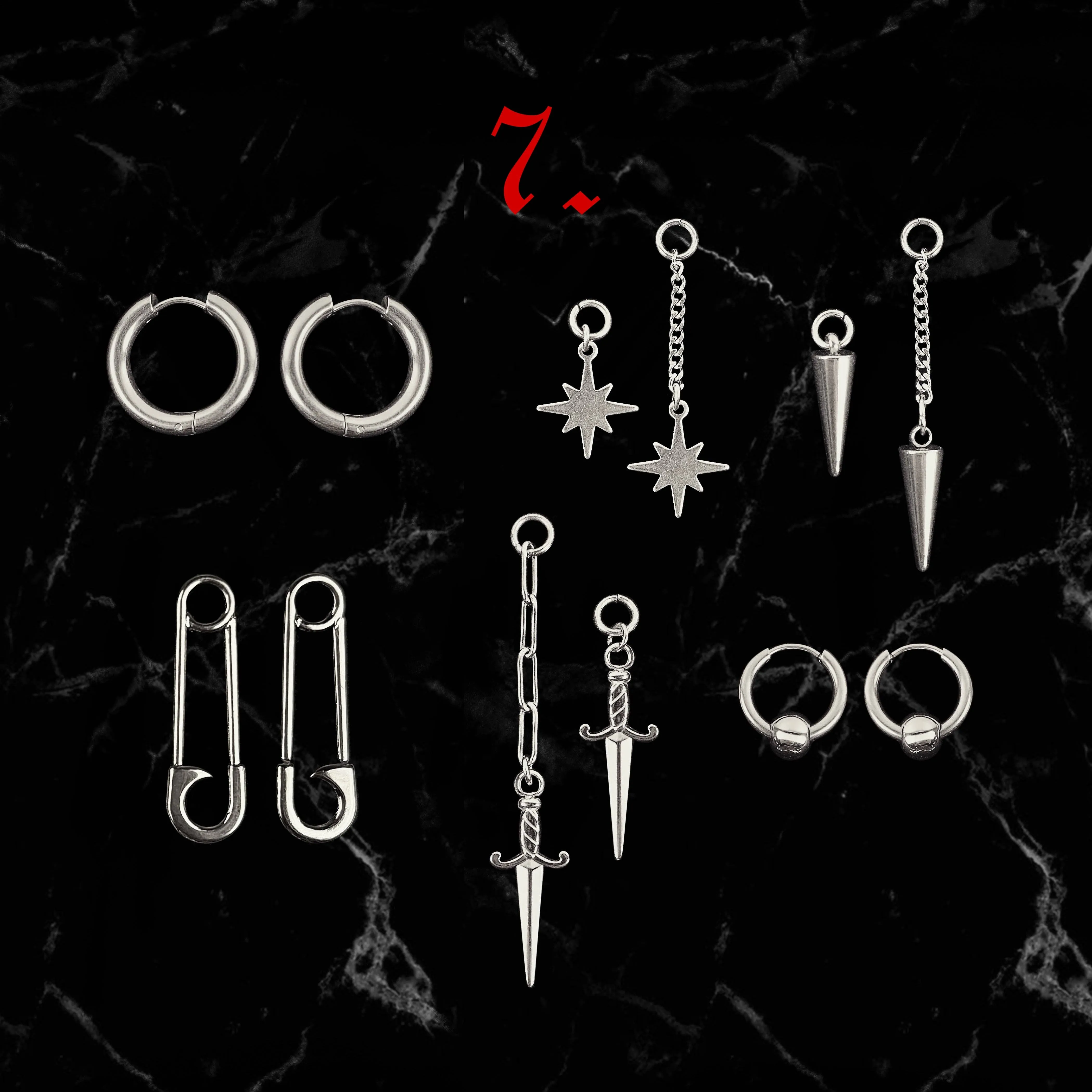 Asymmetrical Steel Hoops   Charm Earrings