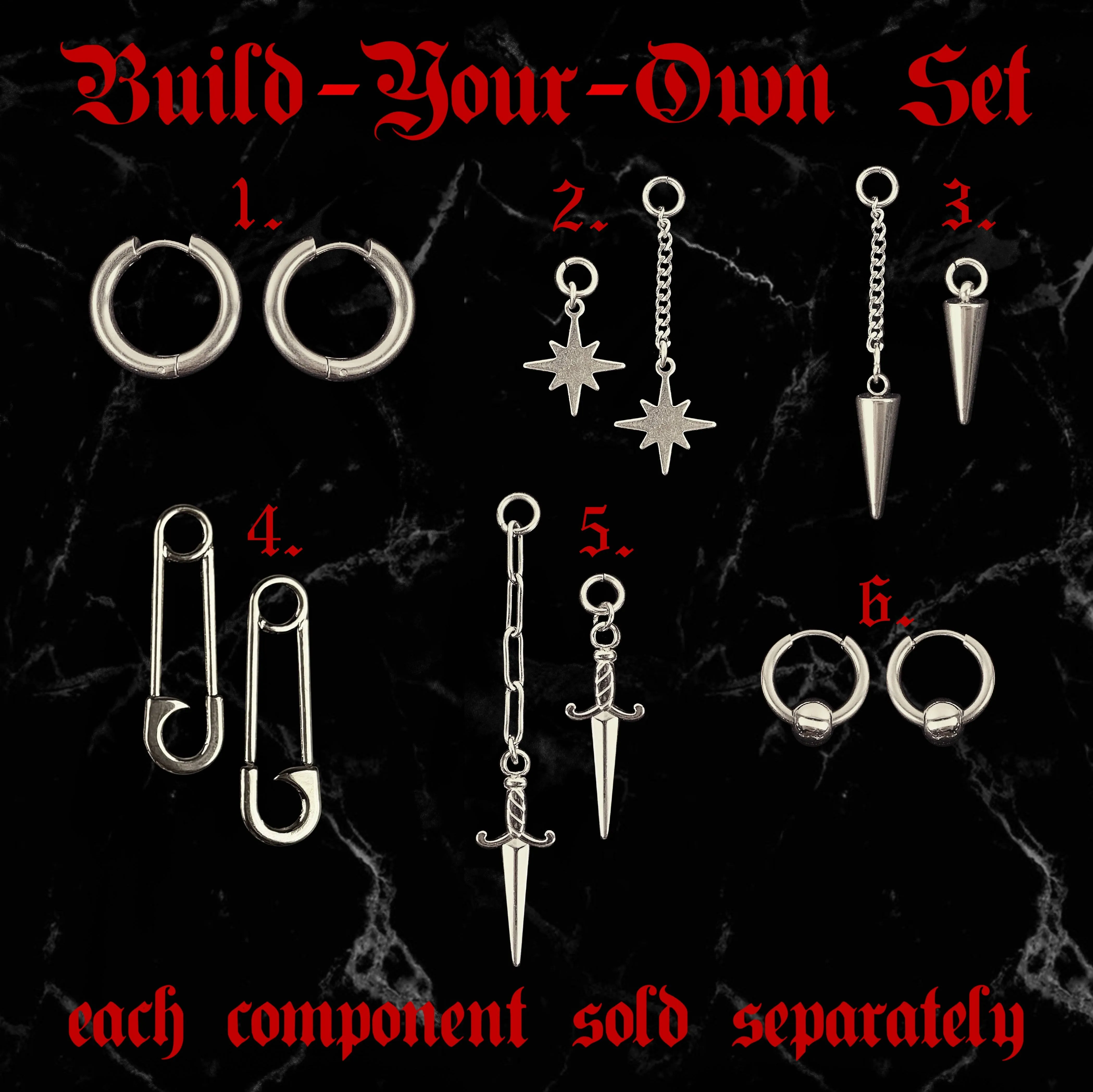 Asymmetrical Steel Hoops   Charm Earrings