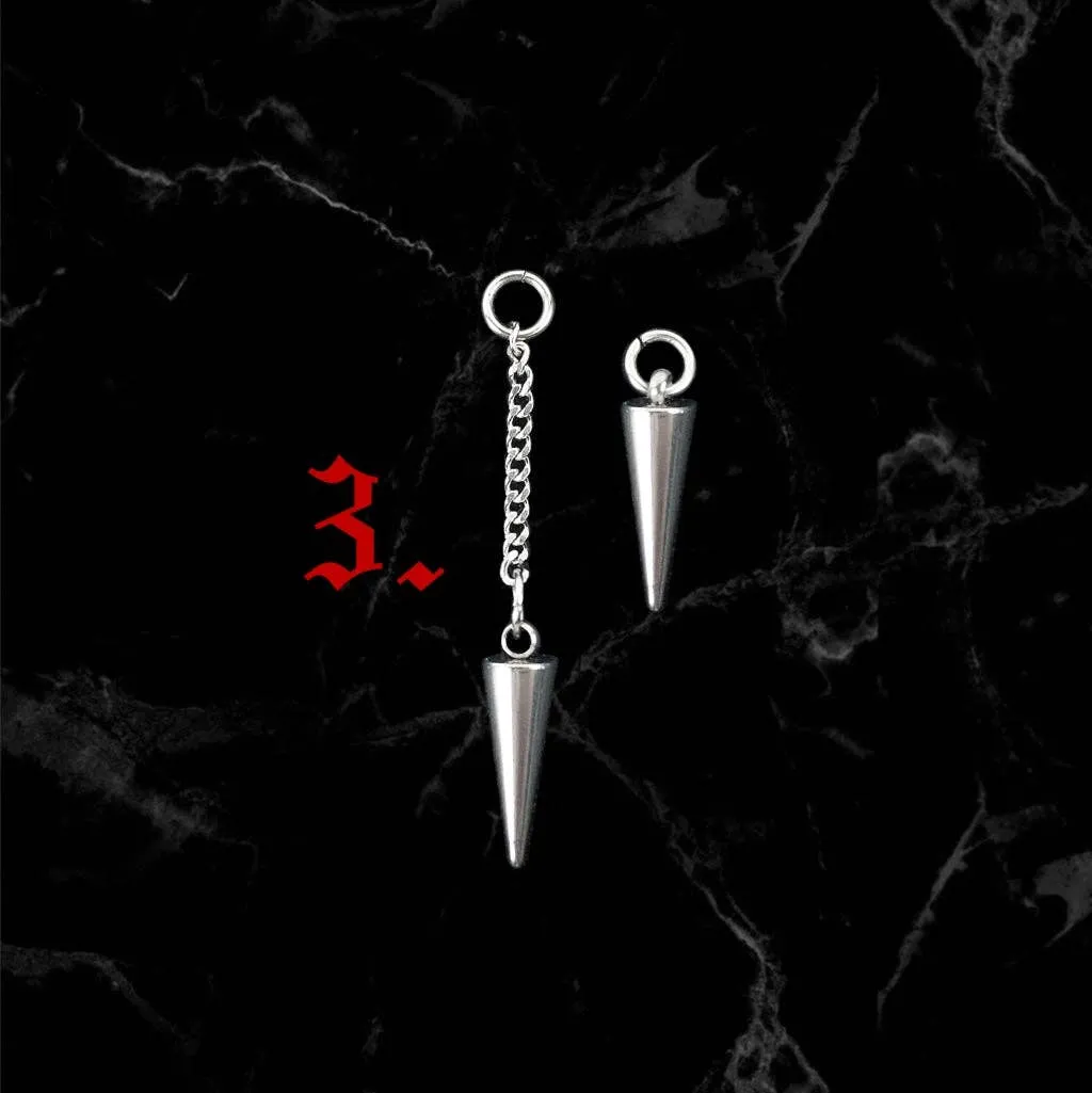Asymmetrical Steel Hoops   Charm Earrings