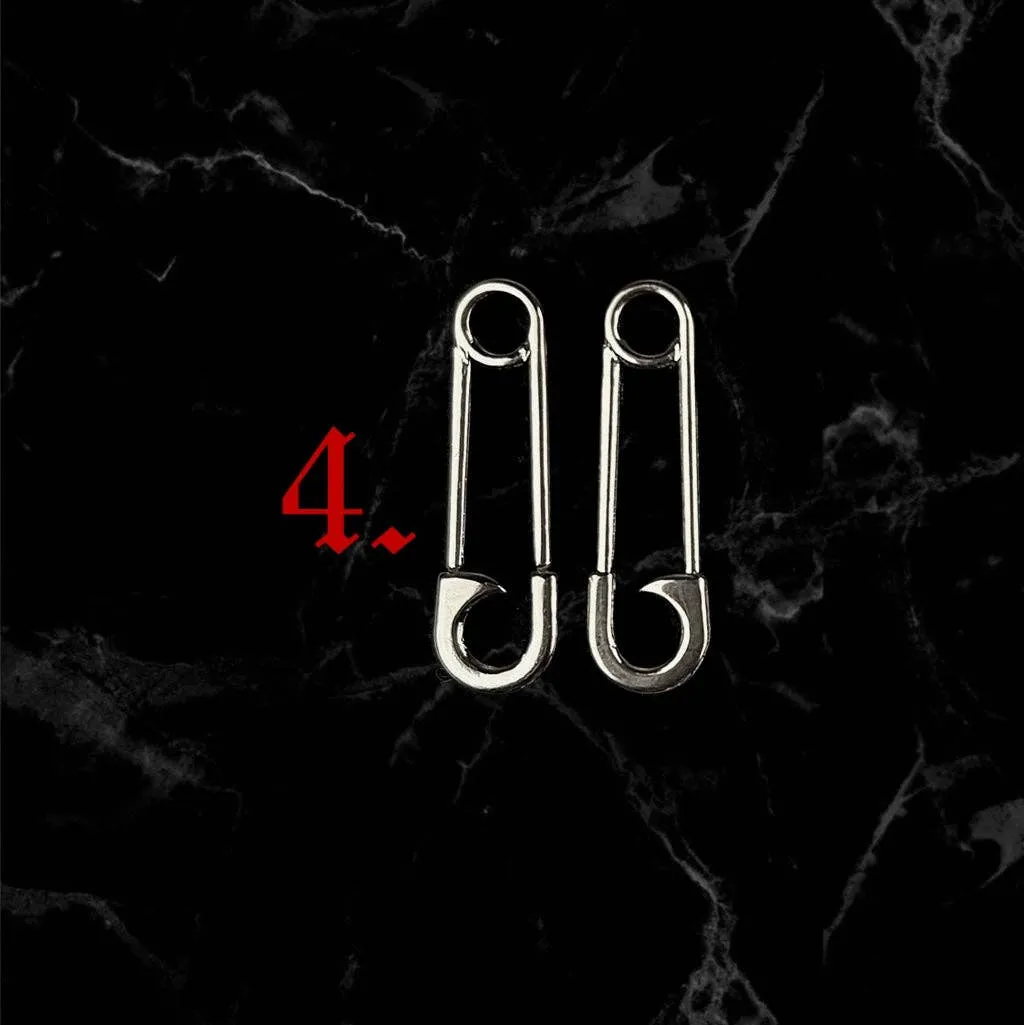 Asymmetrical Steel Hoops   Charm Earrings