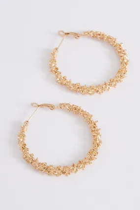 August   Delilah Sable Gold Textured Hoop Earrings