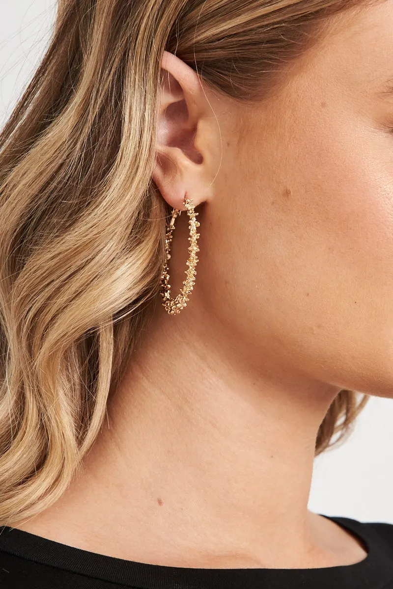 August   Delilah Sable Gold Textured Hoop Earrings