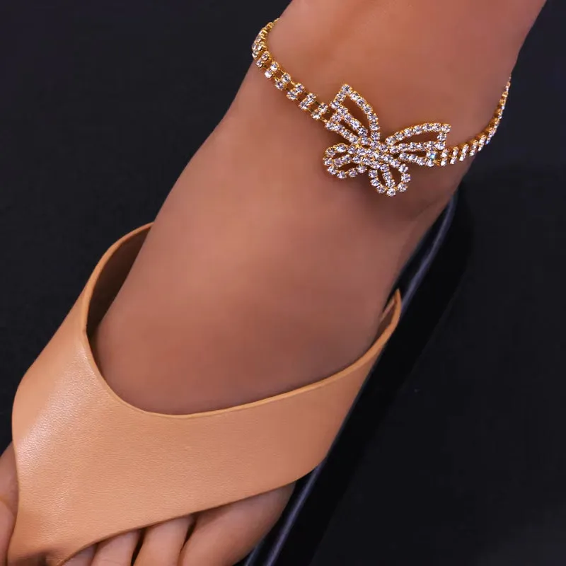 Big Square Crystal Tennis Anklets Bracelet Foot Jewelry for Women