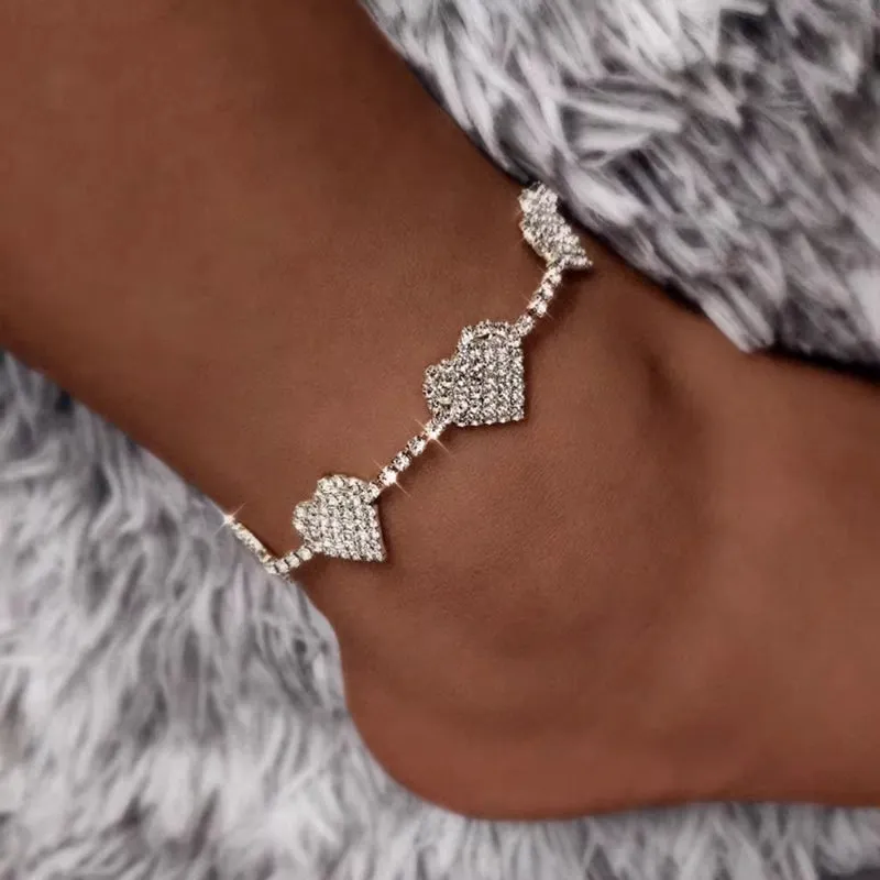 Big Square Crystal Tennis Anklets Bracelet Foot Jewelry for Women