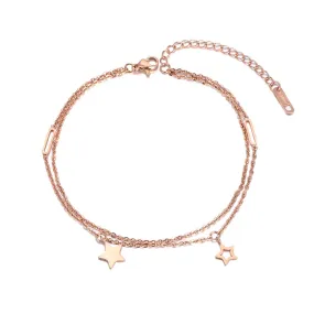 Bohemia Double Layers Star Charm Anklet For Women Girls