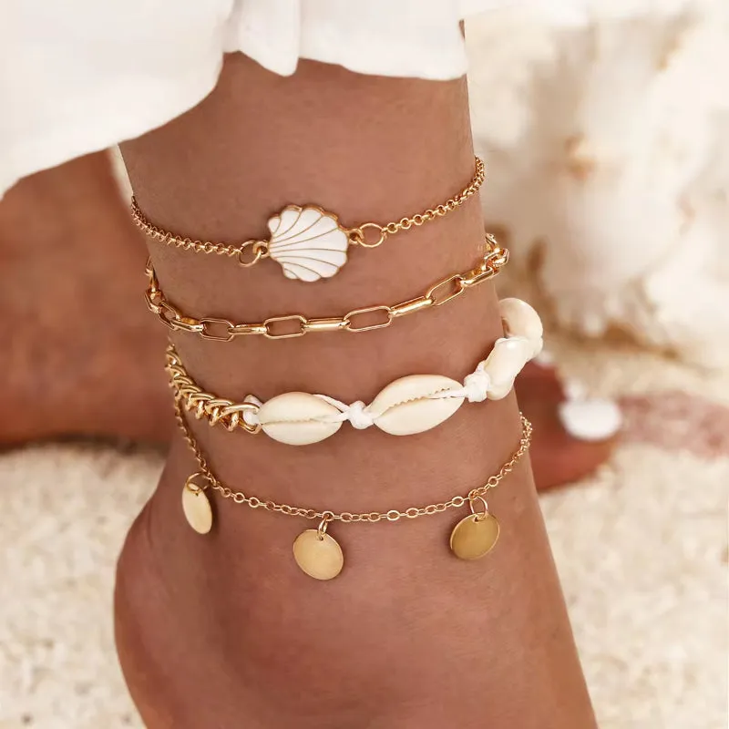 Bohemia Gold Color Snake Ankle Bracelet Set For Women