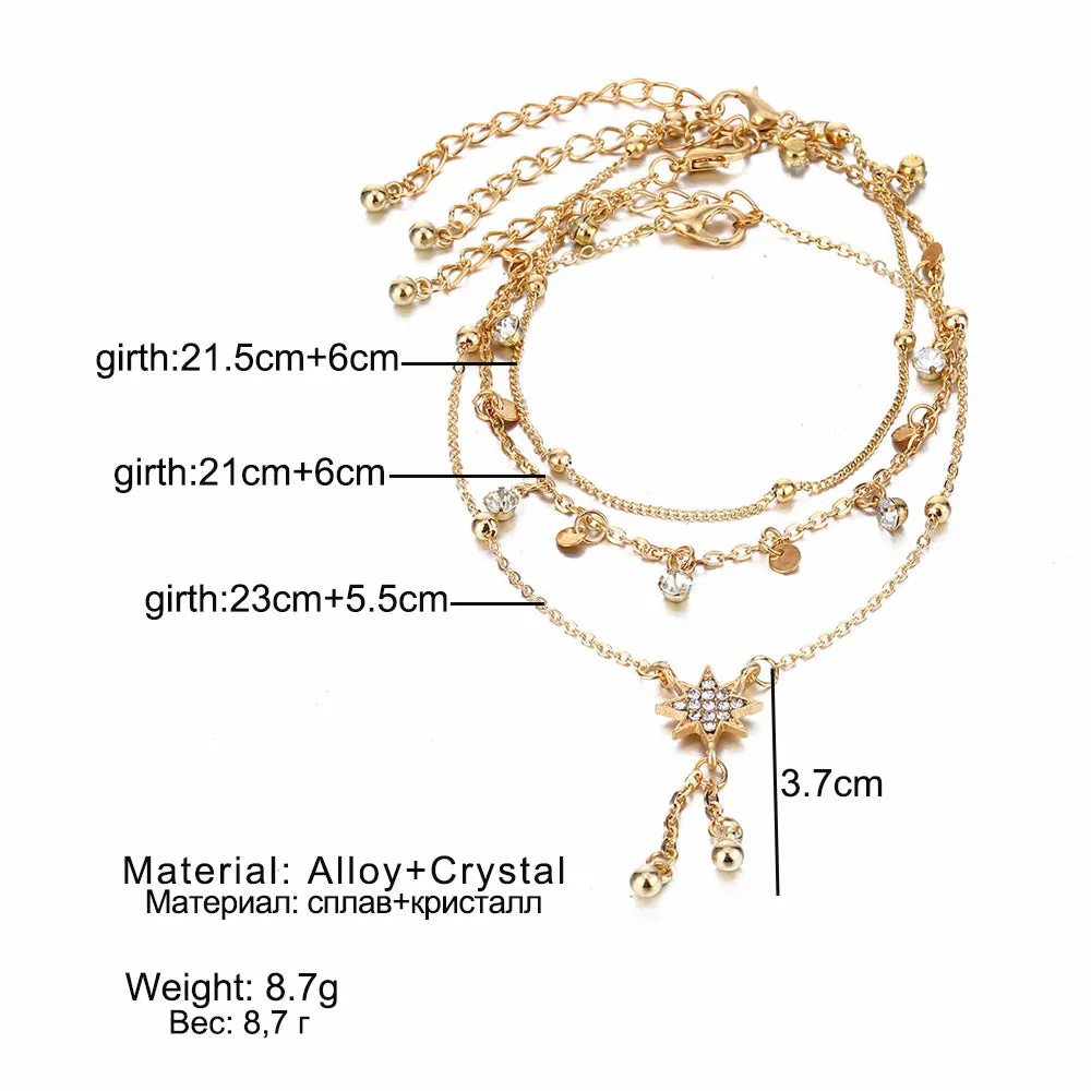 Bohemia Multilayer Crystal Anklet Set