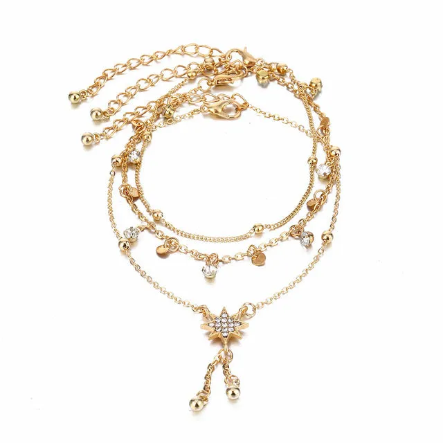 Bohemia Multilayer Crystal Anklet Set