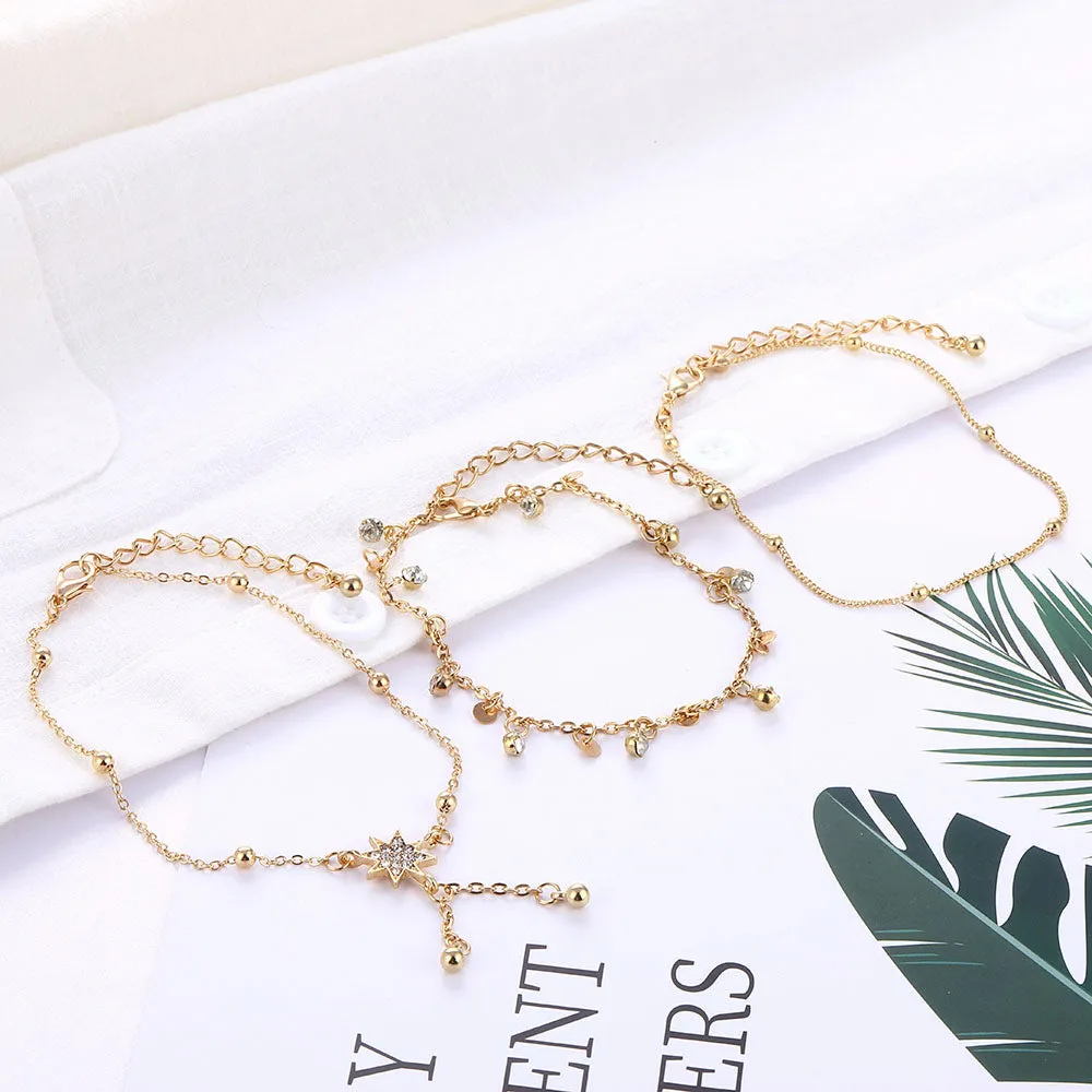 Bohemia Multilayer Crystal Anklet Set