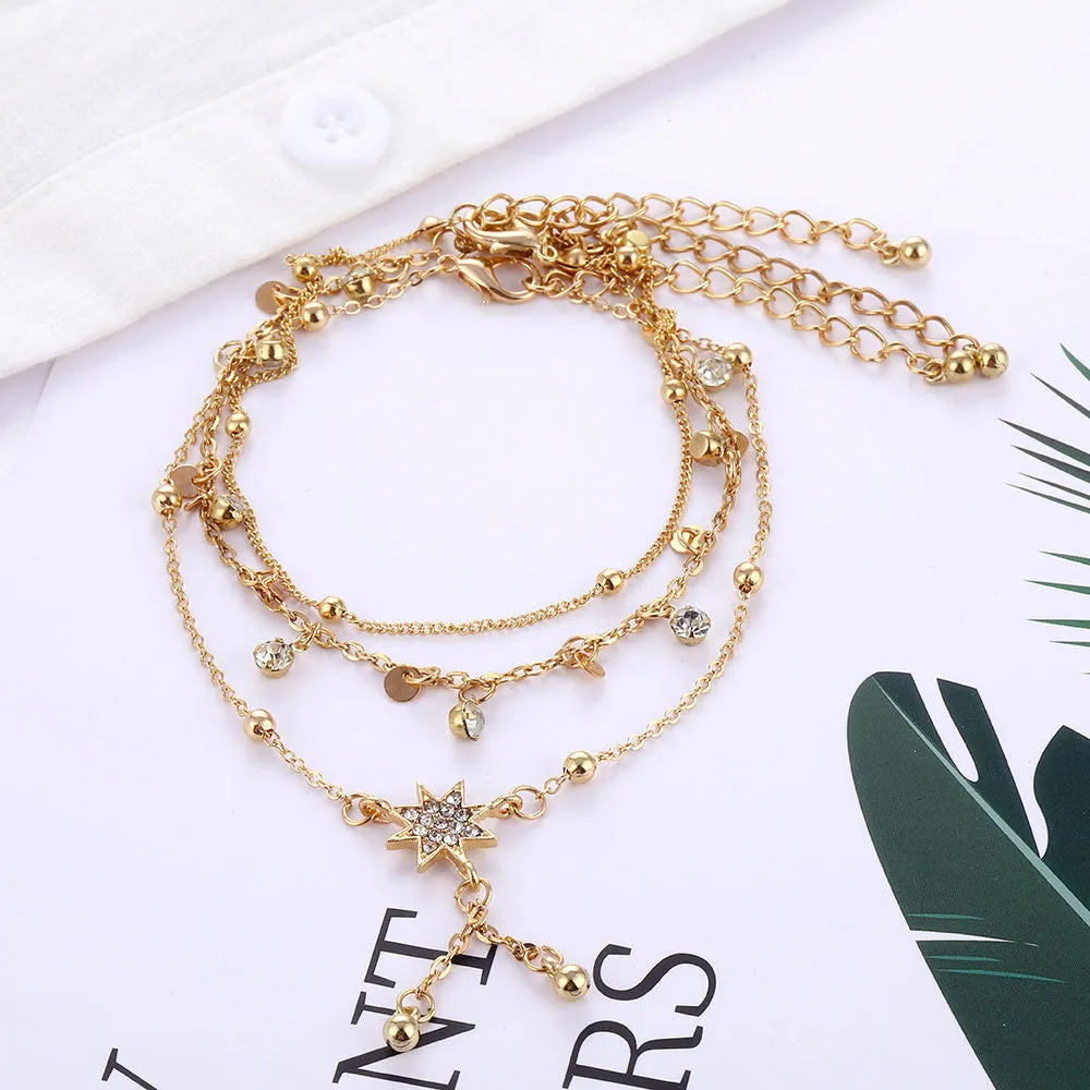 Bohemia Multilayer Crystal Anklet Set