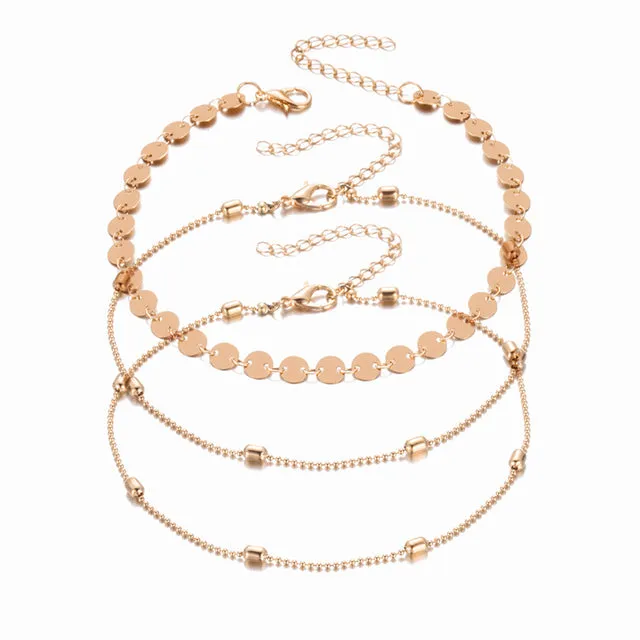 Bohemia Multilayer Crystal Anklet Set
