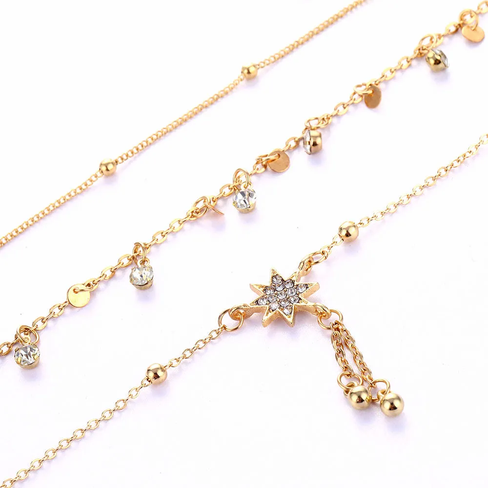 Bohemia Multilayer Crystal Anklet Set