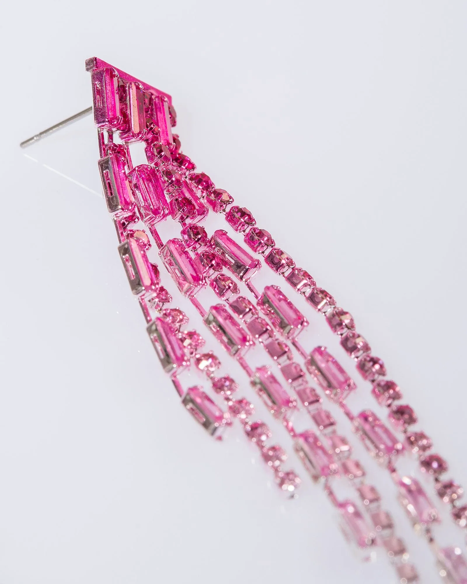 Burgundy Crystal Asymmetrical Drop Earrings