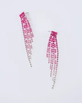 Burgundy Crystal Asymmetrical Drop Earrings