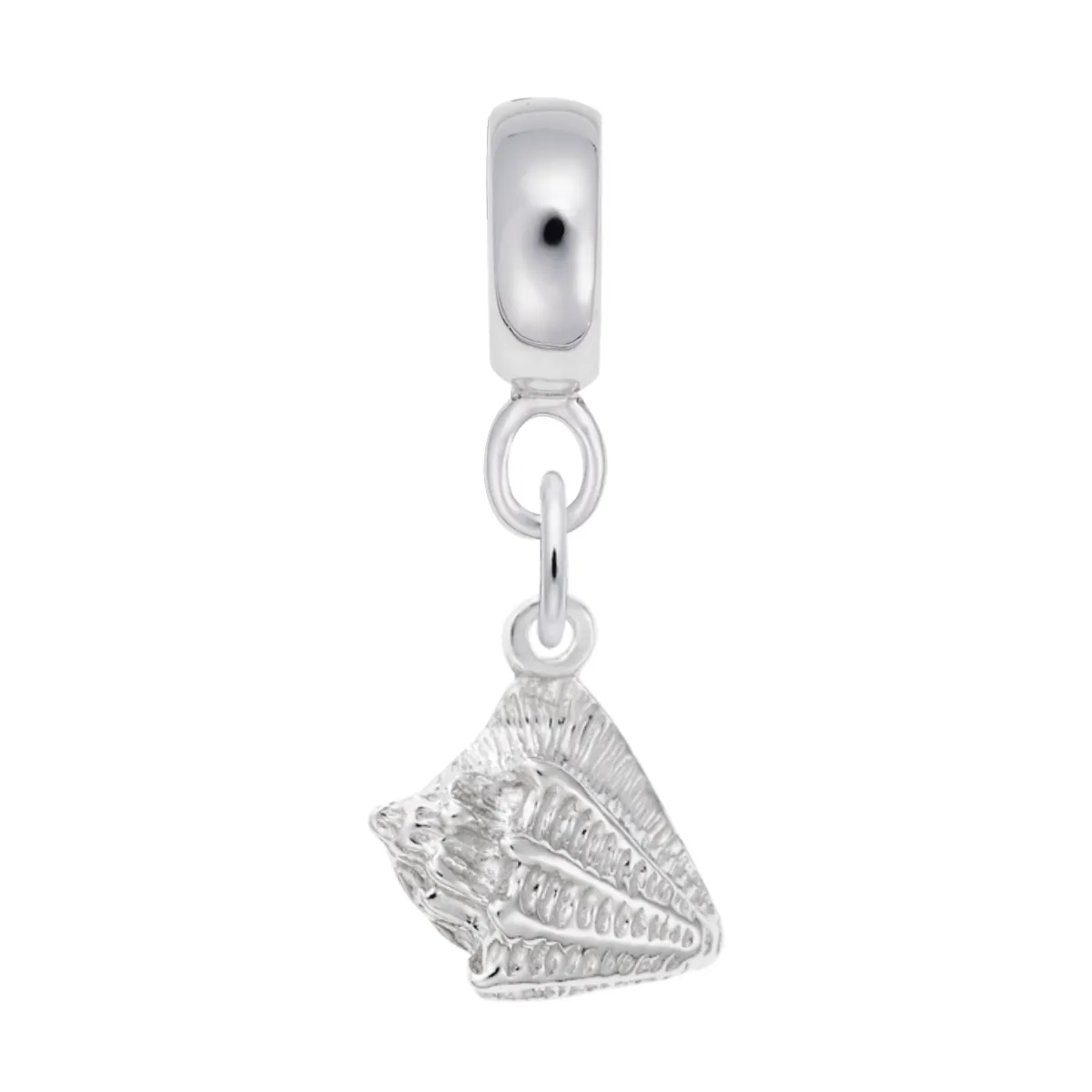 Conch Shell Charm Dangle Bead In Sterling Silver