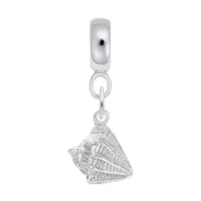 Conch Shell Charm Dangle Bead In Sterling Silver