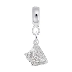 Conch Shell Charm Dangle Bead In Sterling Silver