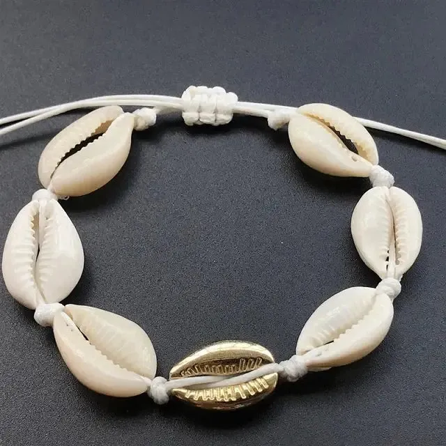 Cowrie Shell Pearl Bead Bracelets for Women