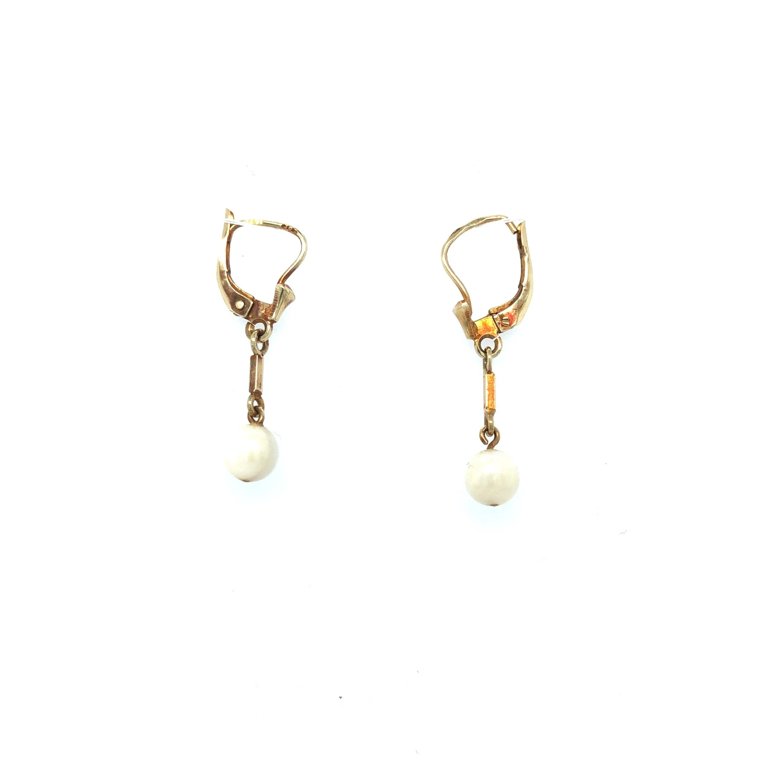 Danish 14K Gold Earrings with Akoya Pearl