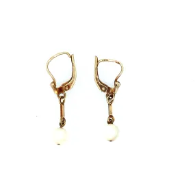 Danish 14K Gold Earrings with Akoya Pearl