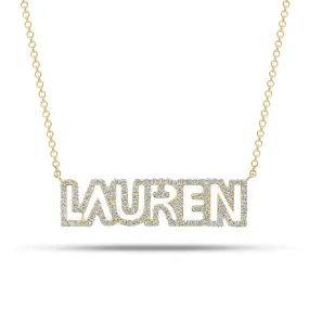 Diamond Block Letter Nameplate Necklace
