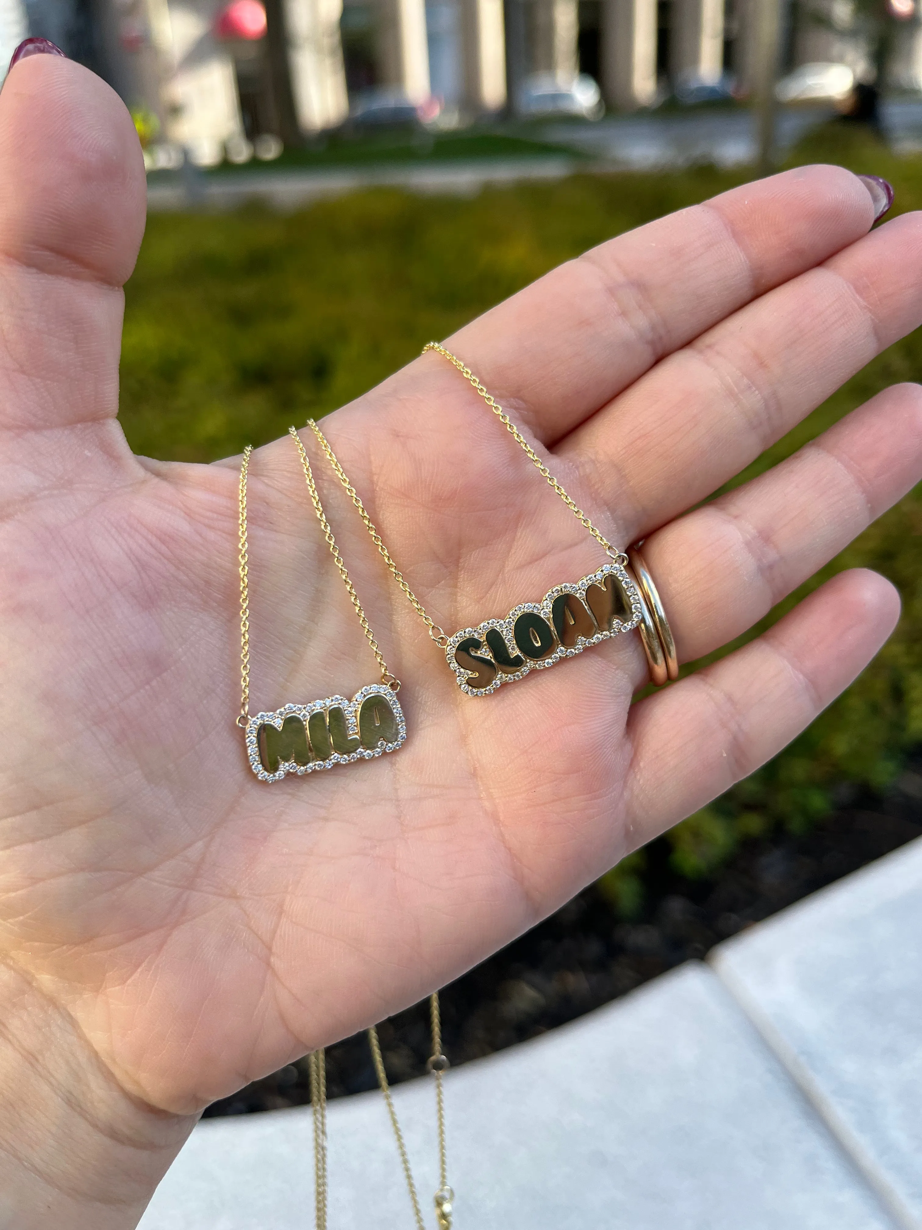 Diamond Bubble Name Necklace