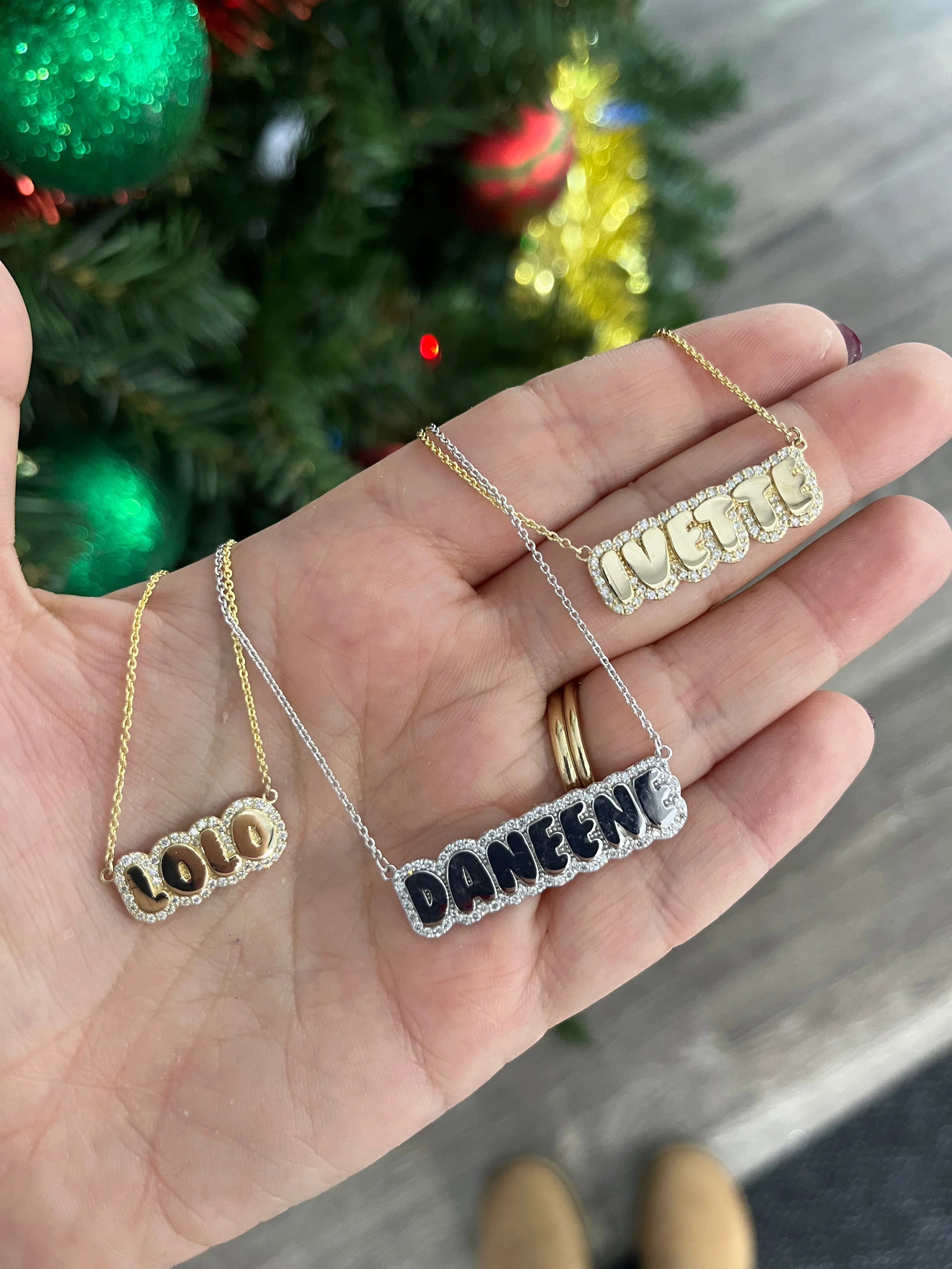 Diamond Bubble Name Necklace