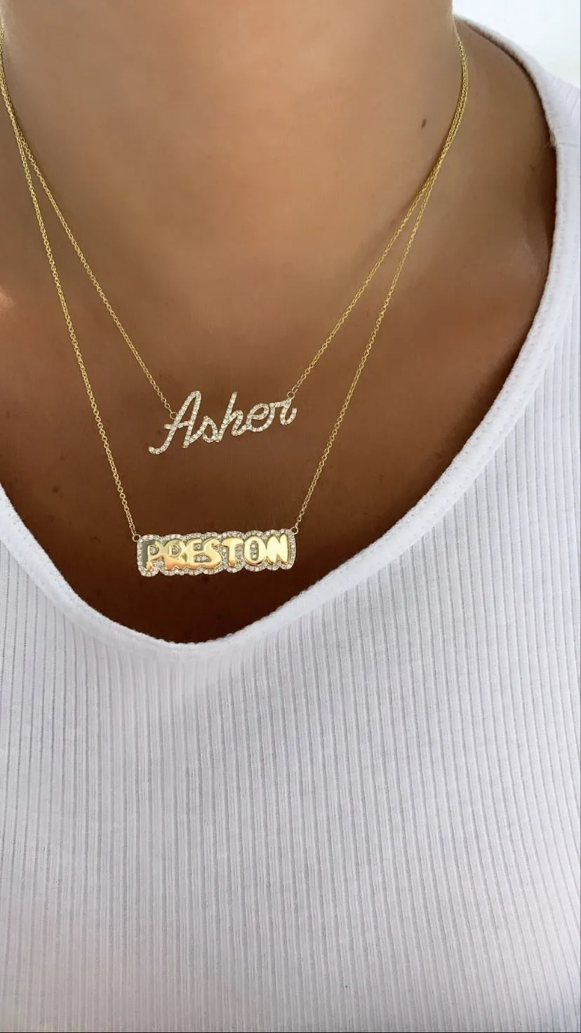 Diamond Bubble Name Necklace