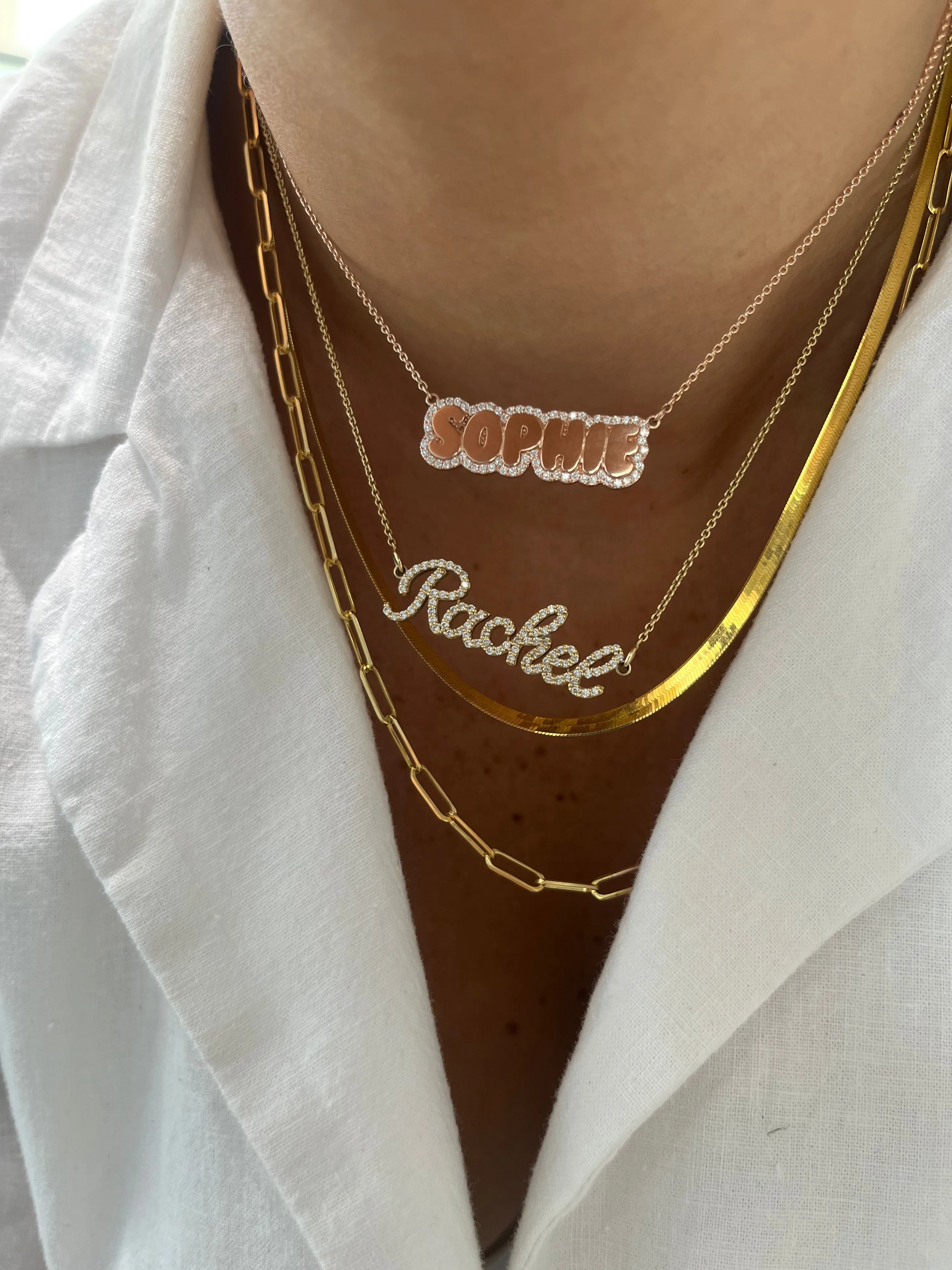 Diamond Bubble Name Necklace