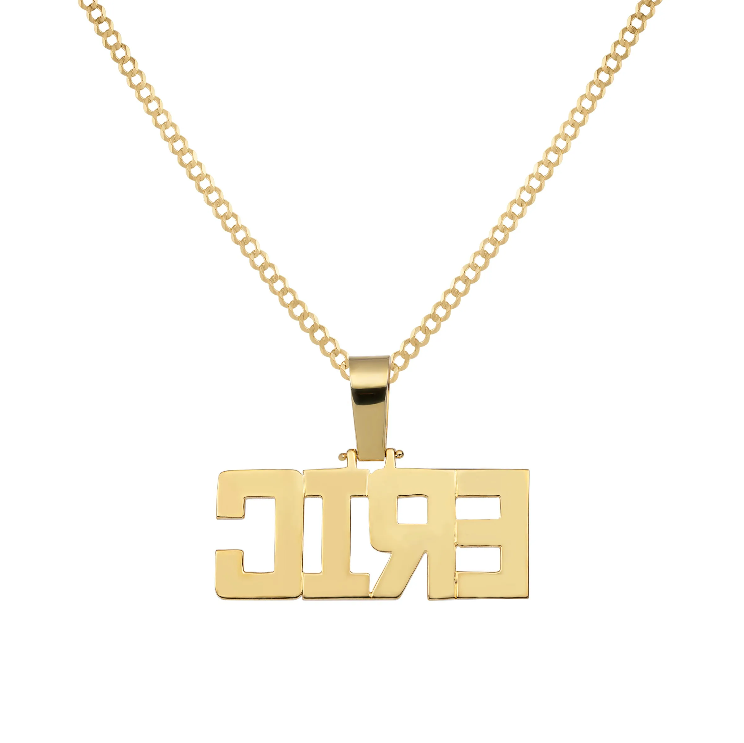 Diamond Script Name Plate Necklace 14K Gold - Style 160