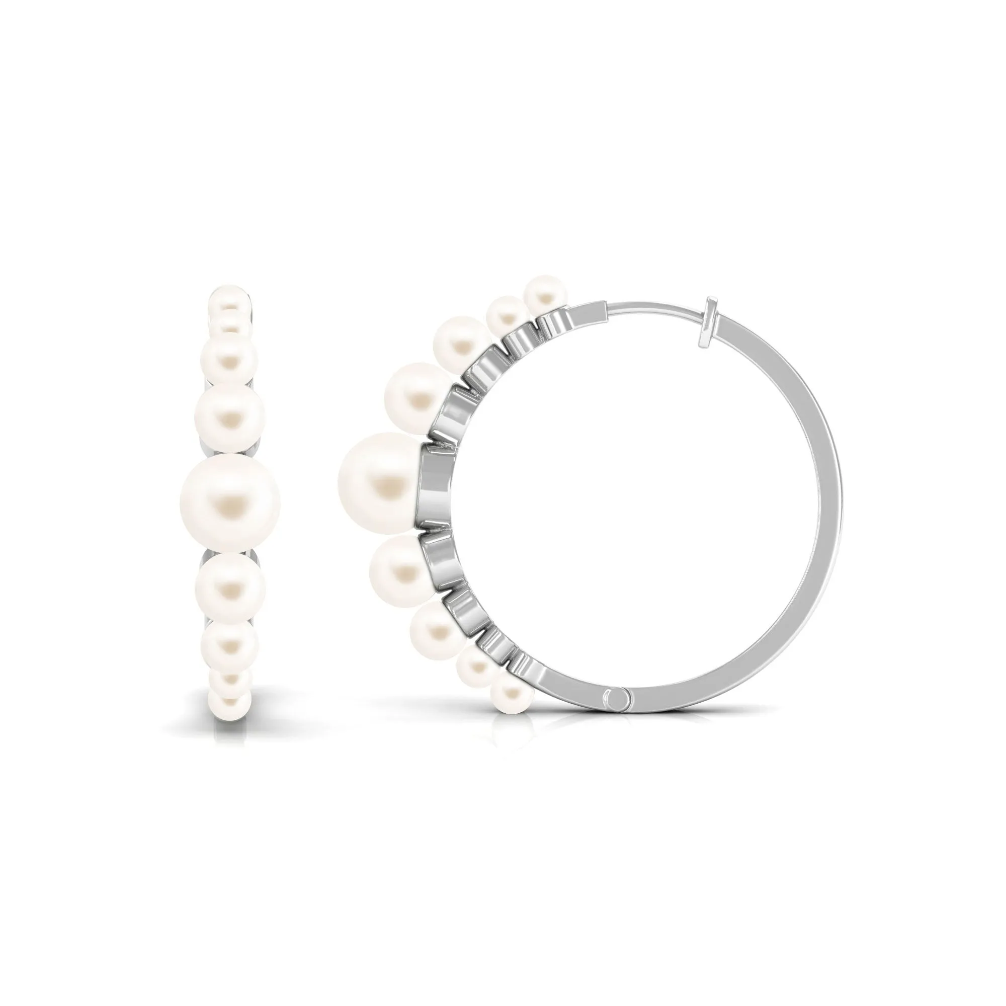 Elegant Freshwater Pearl Hoop Earrings in Graduated Style