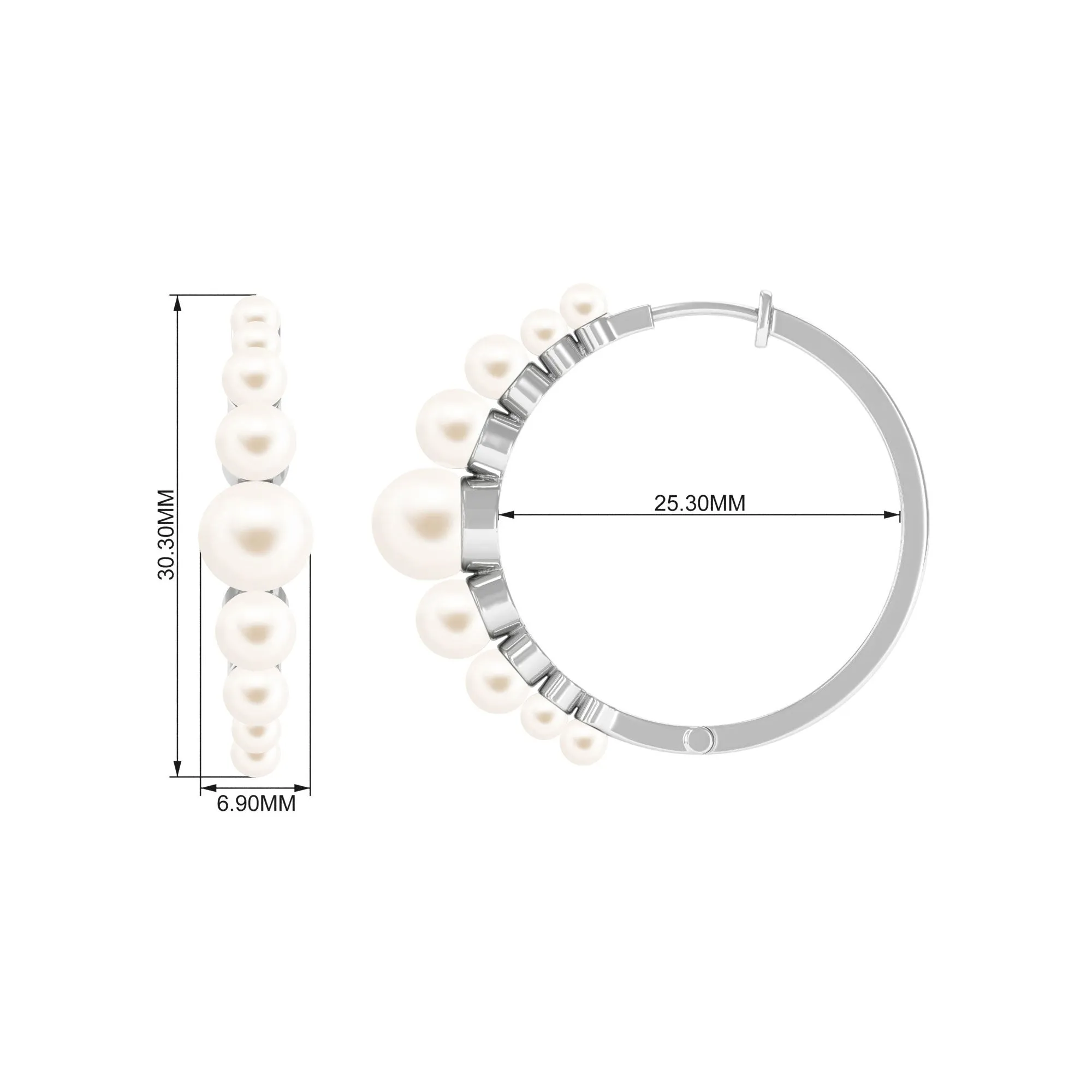 Elegant Freshwater Pearl Hoop Earrings in Graduated Style