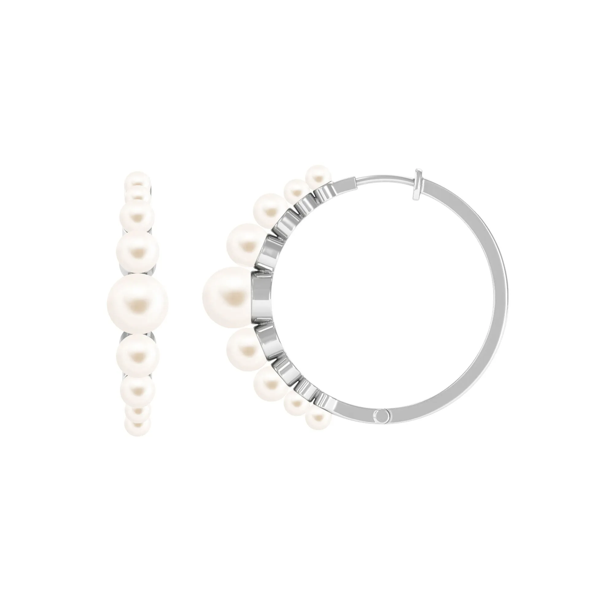 Elegant Freshwater Pearl Hoop Earrings in Graduated Style