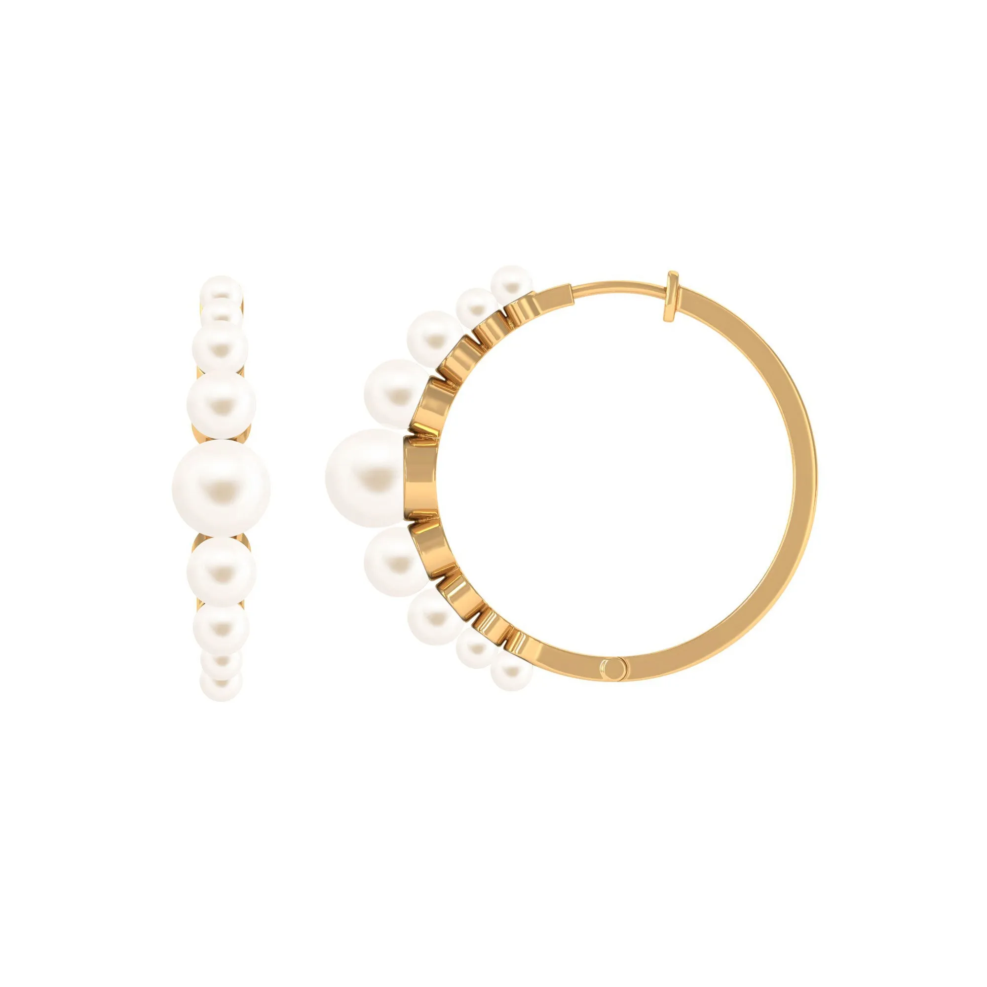 Elegant Freshwater Pearl Hoop Earrings in Graduated Style