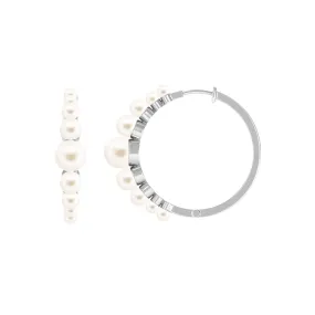Elegant Freshwater Pearl Hoop Earrings in Graduated Style