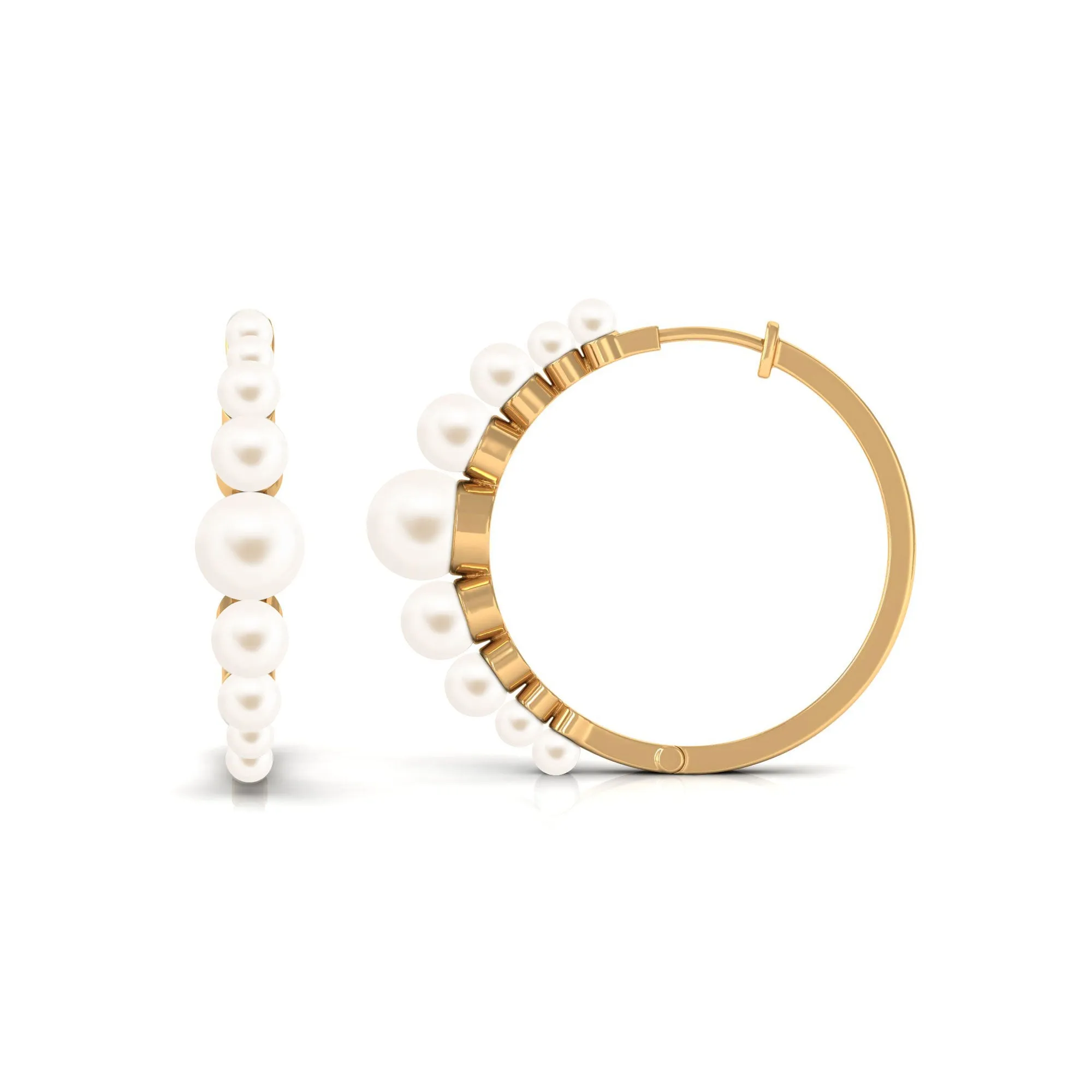 Elegant Freshwater Pearl Hoop Earrings in Graduated Style