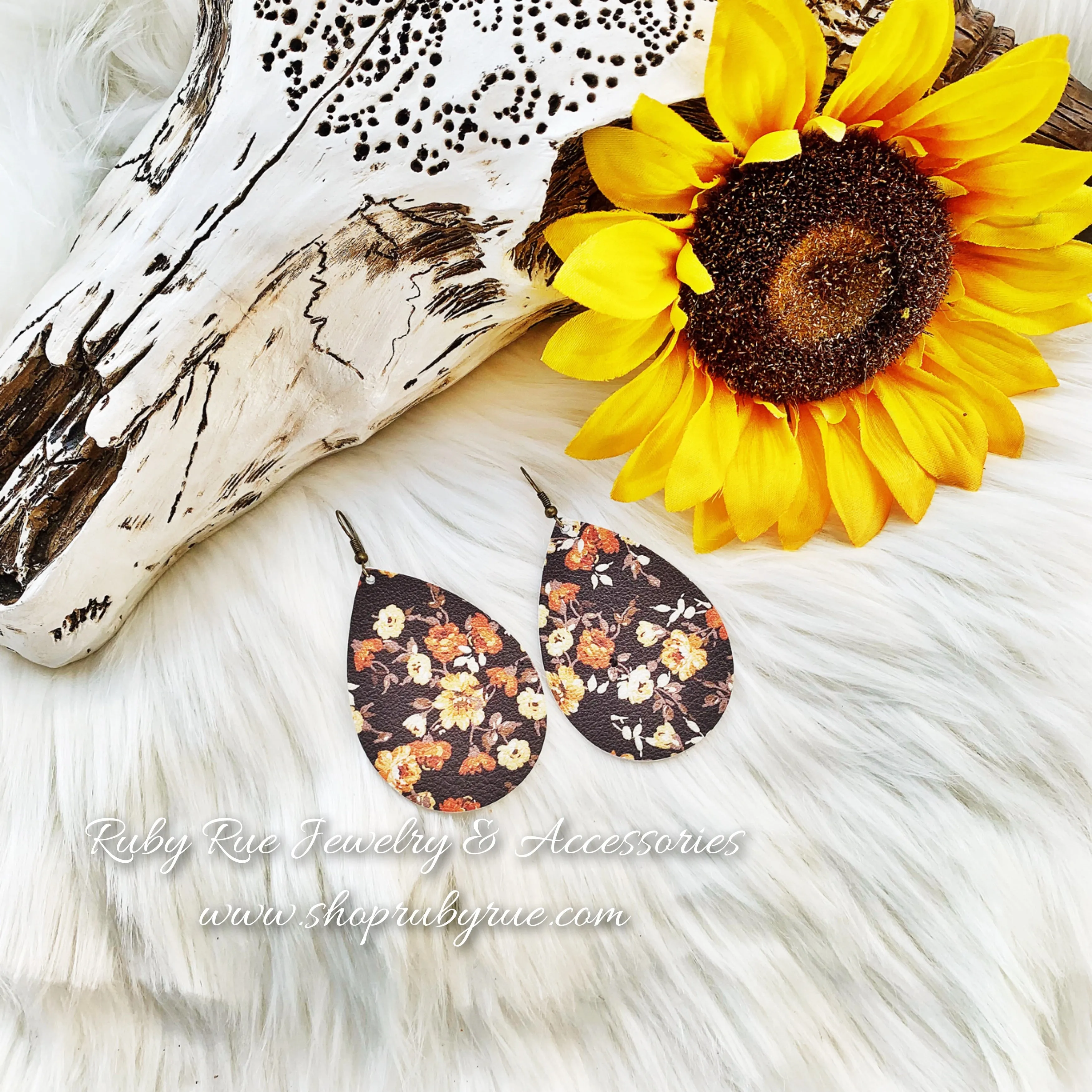 Fall Floral Leather Earrings