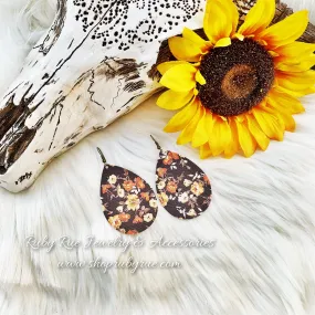 Fall Floral Leather Earrings