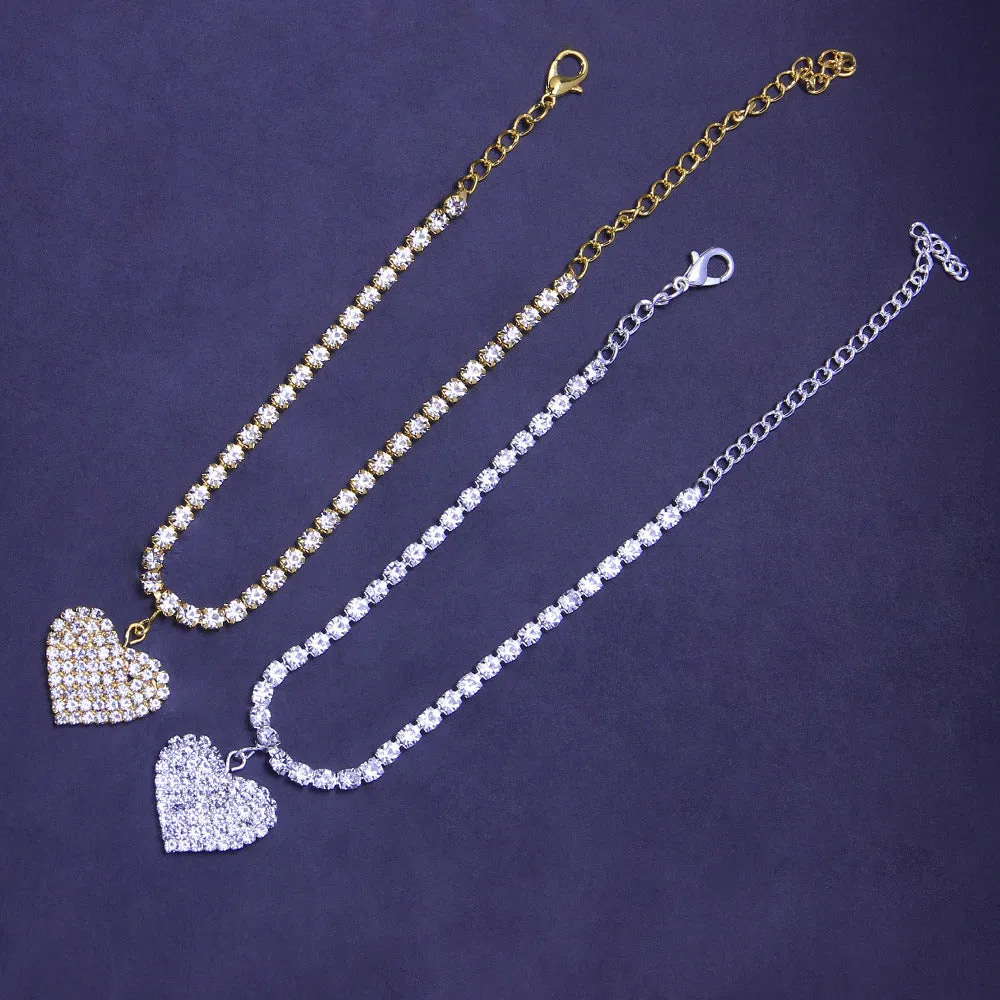 Fashion Heart Rhinestone Anklets Jewelry for Women