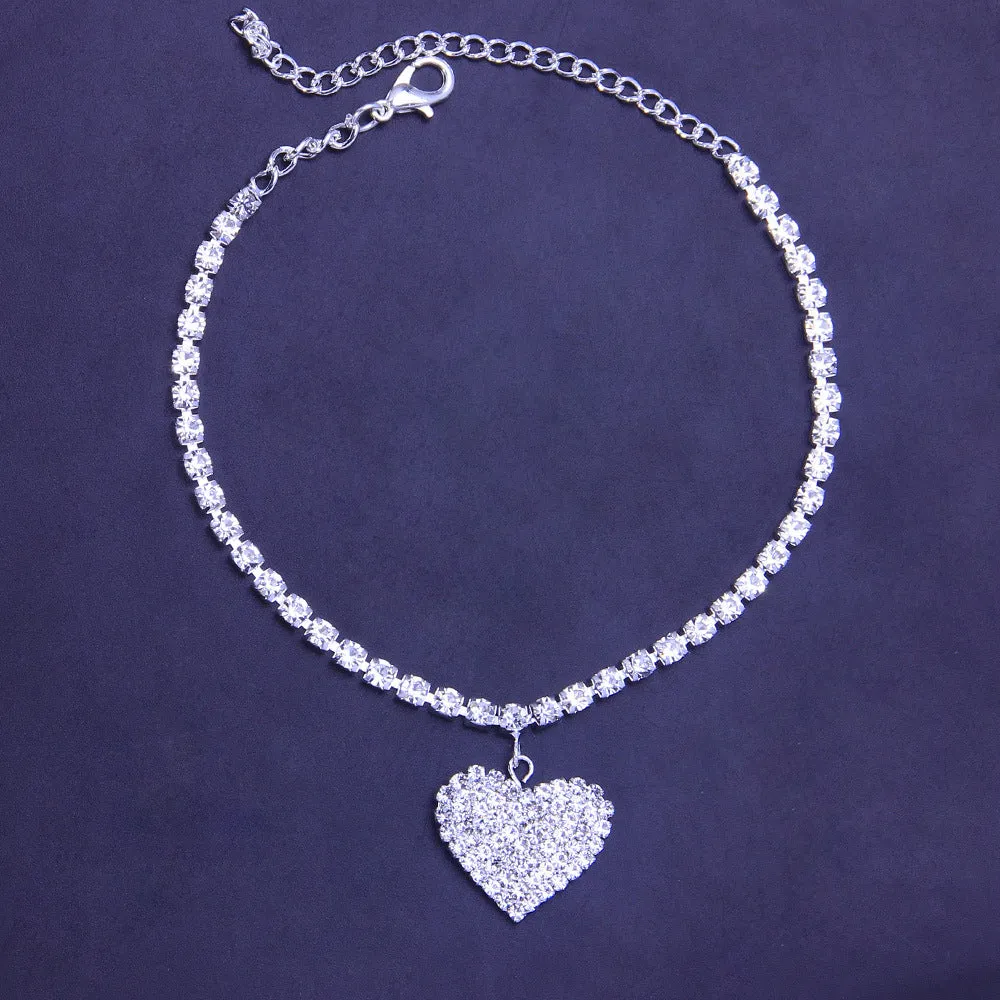 Fashion Heart Rhinestone Anklets Jewelry for Women