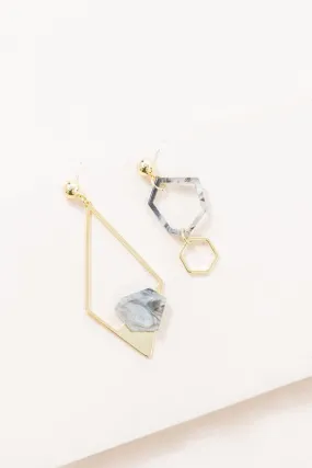 Geometric Harmony Mismatched Drop Earrings
