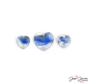 Glass Heart Pendant Set in Wavelengths