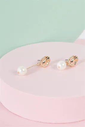 Gold & Pearl Asymmetrical Drop Earrings