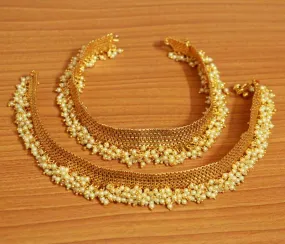 Gold Plated Fine pearl anklets