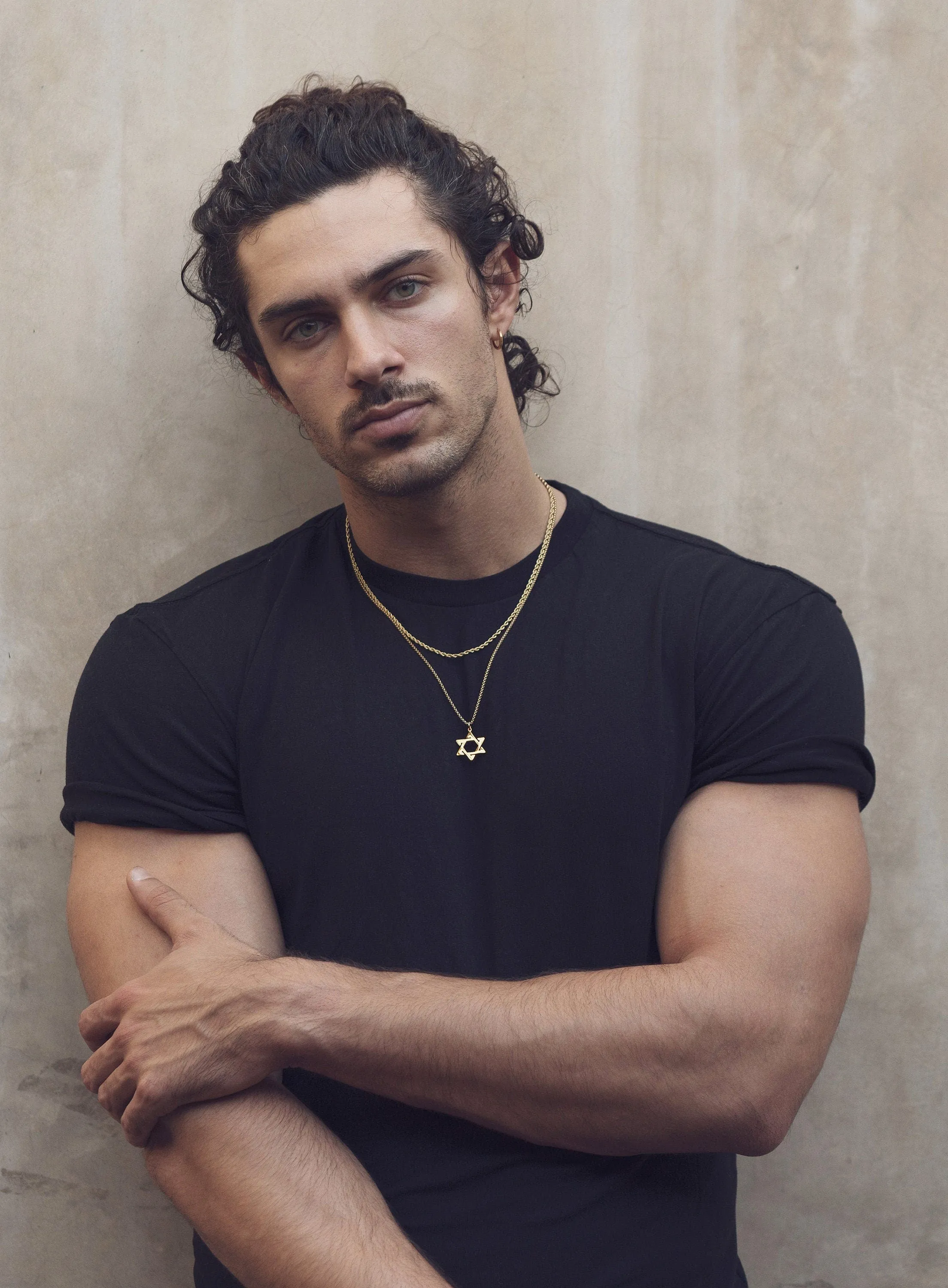 Gold Star of David Necklace Set for Men