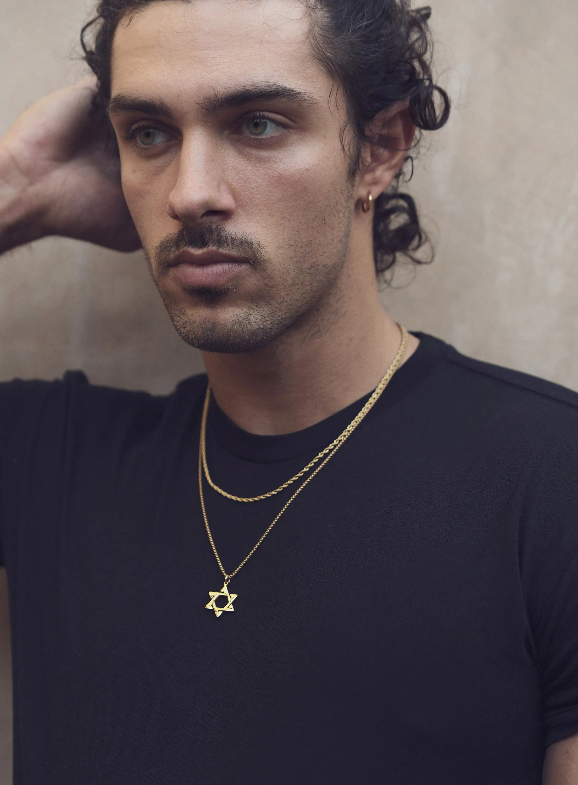 Gold Star of David Necklace Set for Men