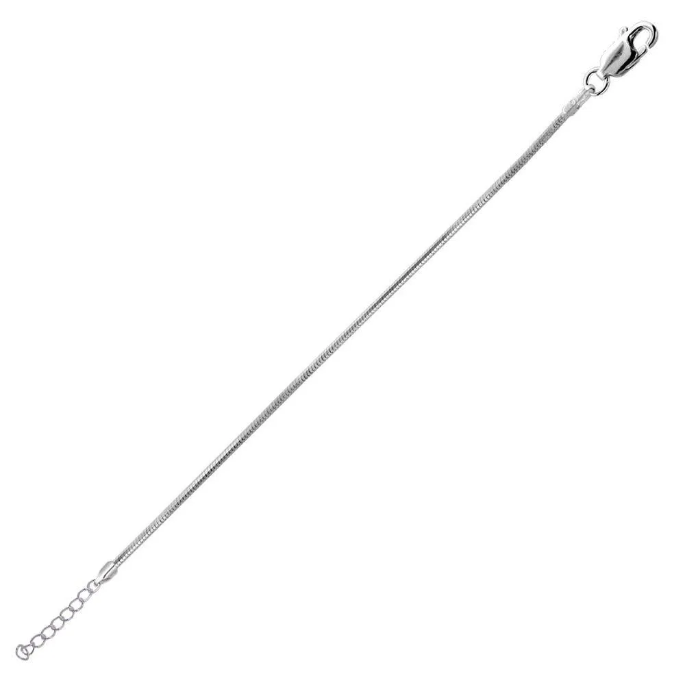 High Polished 925 Sterling Silver 8 Sided Snake 025 Anklets 1mm - CHA724